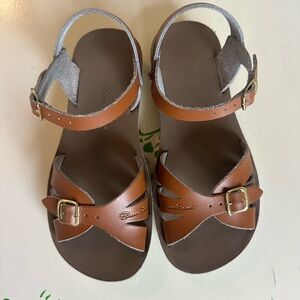 Brown Salt Water Leather Kids Sandals